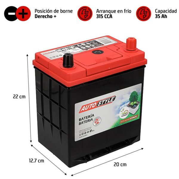 Batería de auto 35 Ah Positivo Derecho 315 CCA - Imagen 4