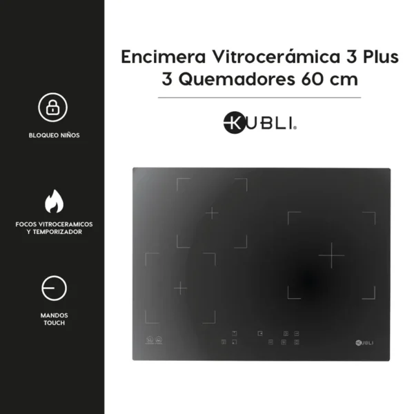 Encimera Vitrocerámica 3 Plus 2.0  3 Quemadores - Imagen 2